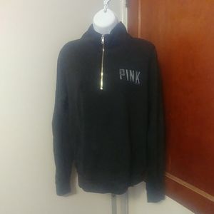 VS Pink Shirt Black Women's Size Small Zip Up
